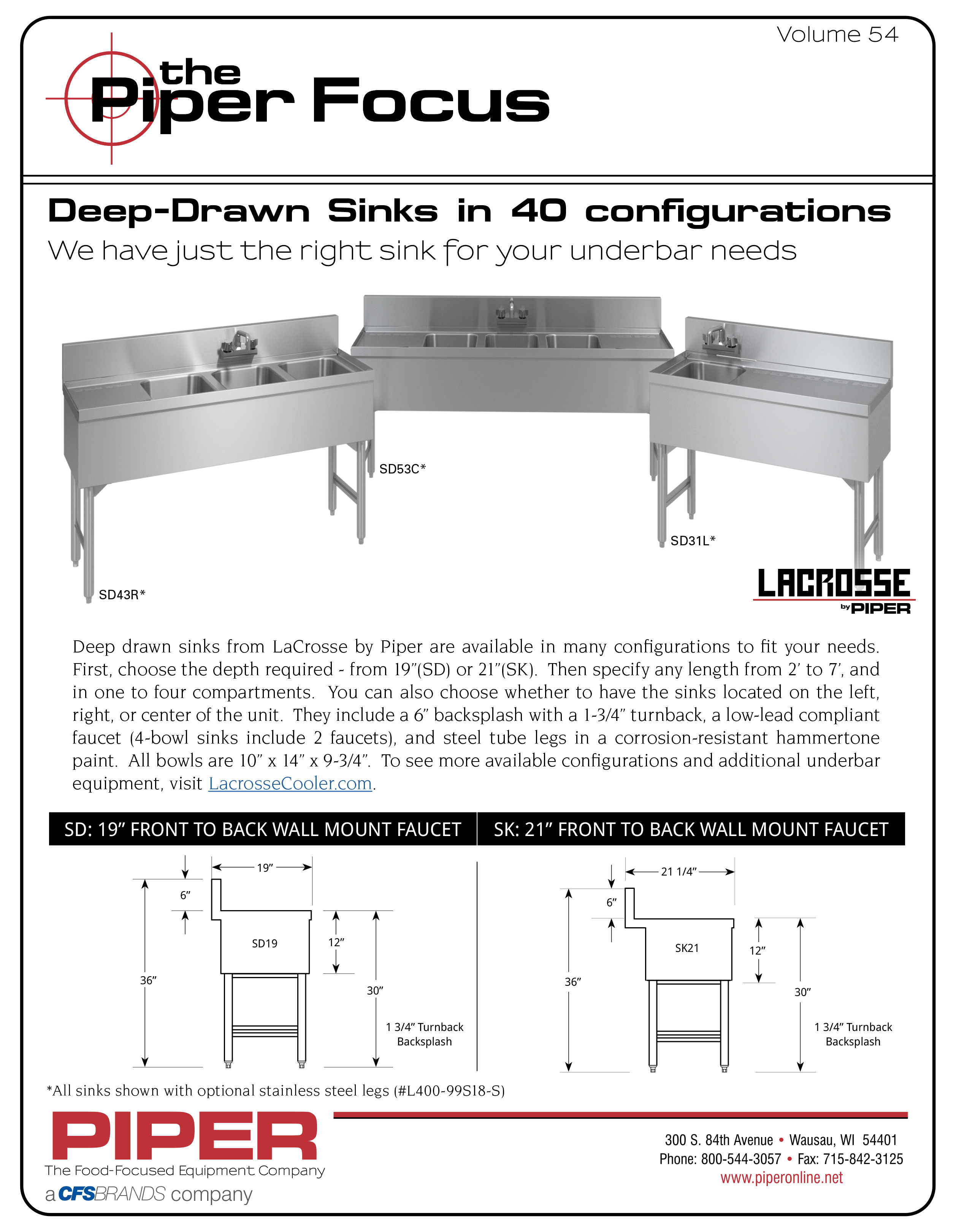 Piper Focus - LaCrosse Deep-Drawn Sinks